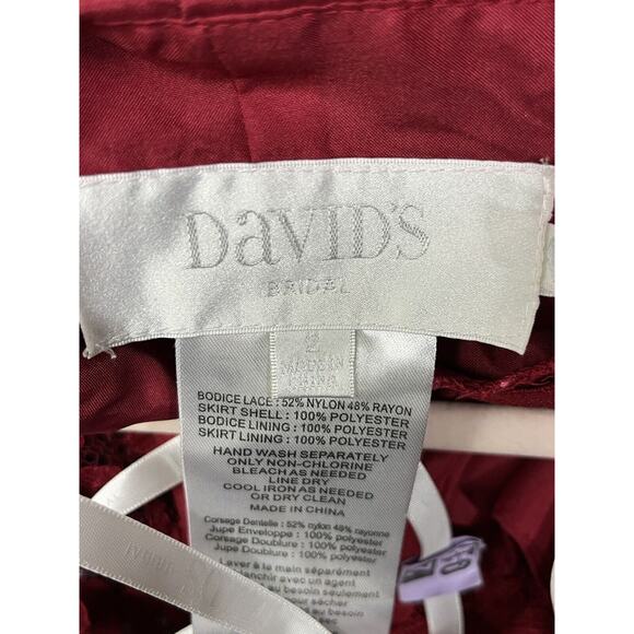 Davids Bridal Bridesmaid Dress Womens 2‎ Red Lace Bodice Chiffon Maxi F19328 - Picture 4 of 9